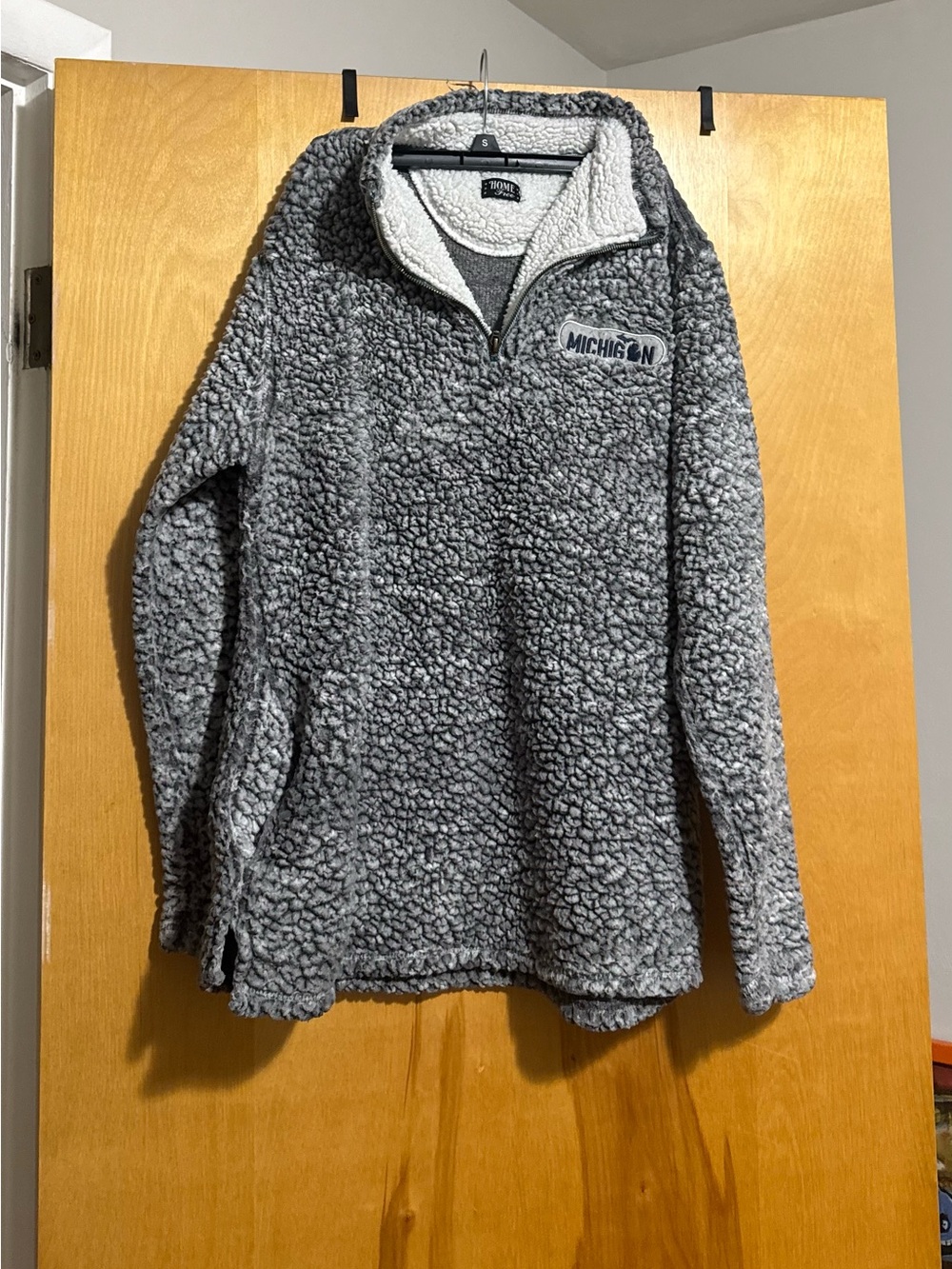Michigan Gray Sherpa Quarter-Zip Pullover